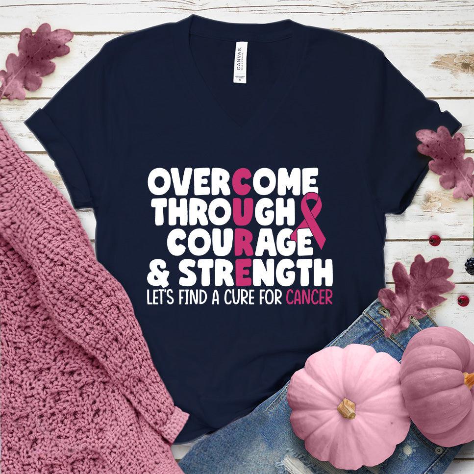 Overcome Through Courage & Strength Colored Edition V-Neck - Brooke & Belle