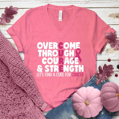 Overcome Through Courage & Strength Colored Edition V-Neck - Brooke & Belle