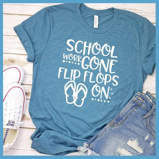 School Work Gone Flip Flops On T-Shirt - Brooke & Belle
