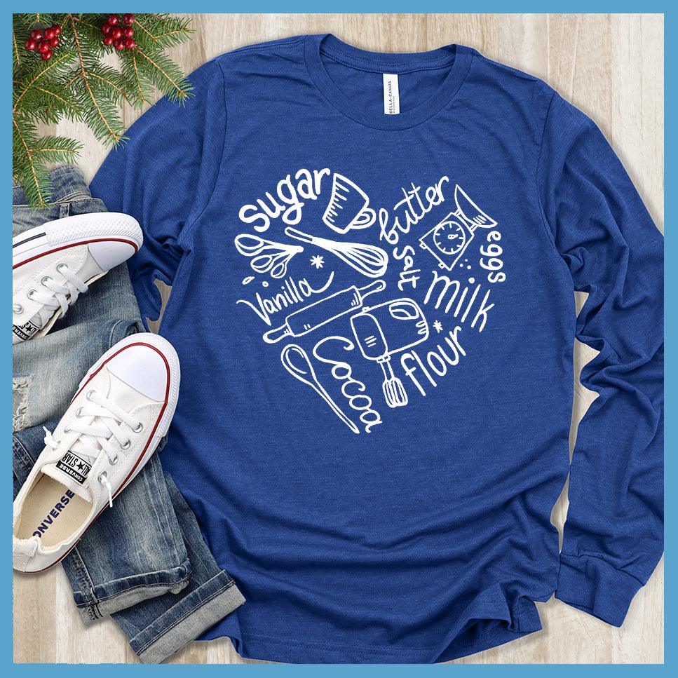 Bakery Heart Long Sleeves True Royal - Trendy long-sleeve tee with playful baking-themed graphics, perfect for casual style.