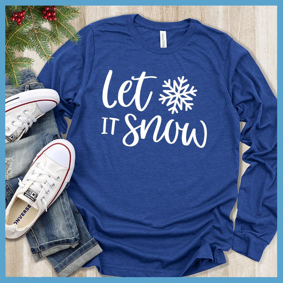 Let It Snow Long Sleeves True Royal - Whimsical snowflake design on cozy long sleeve tee for winter wear
