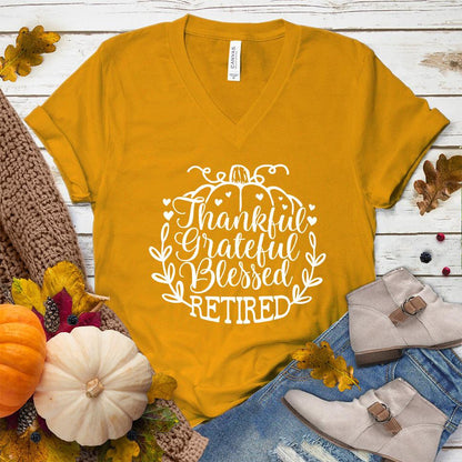 Thankful Grateful Blessed Retired V-Neck - Brooke & Belle