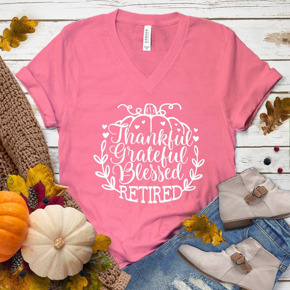 Thankful Grateful Blessed Retired V-Neck - Brooke & Belle