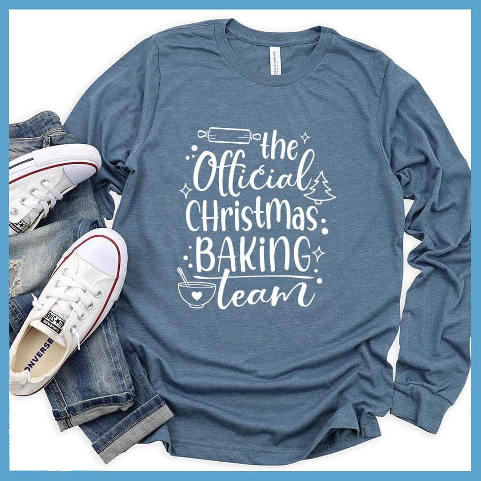 The Official Christmas Baking Team Long Sleeves Heather Slate - Christmas baking themed long sleeve t-shirt with festive design