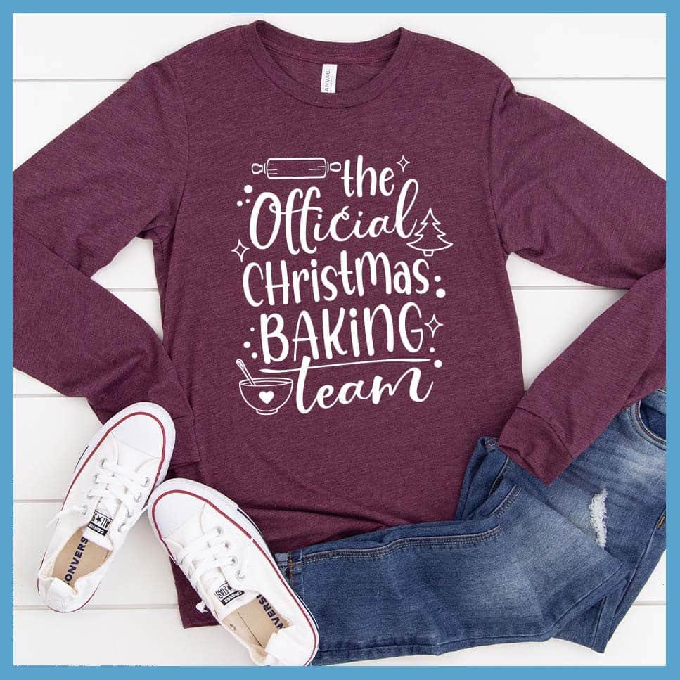 The Official Christmas Baking Team Long Sleeves Maroon Triblend - Christmas baking themed long sleeve t-shirt with festive design
