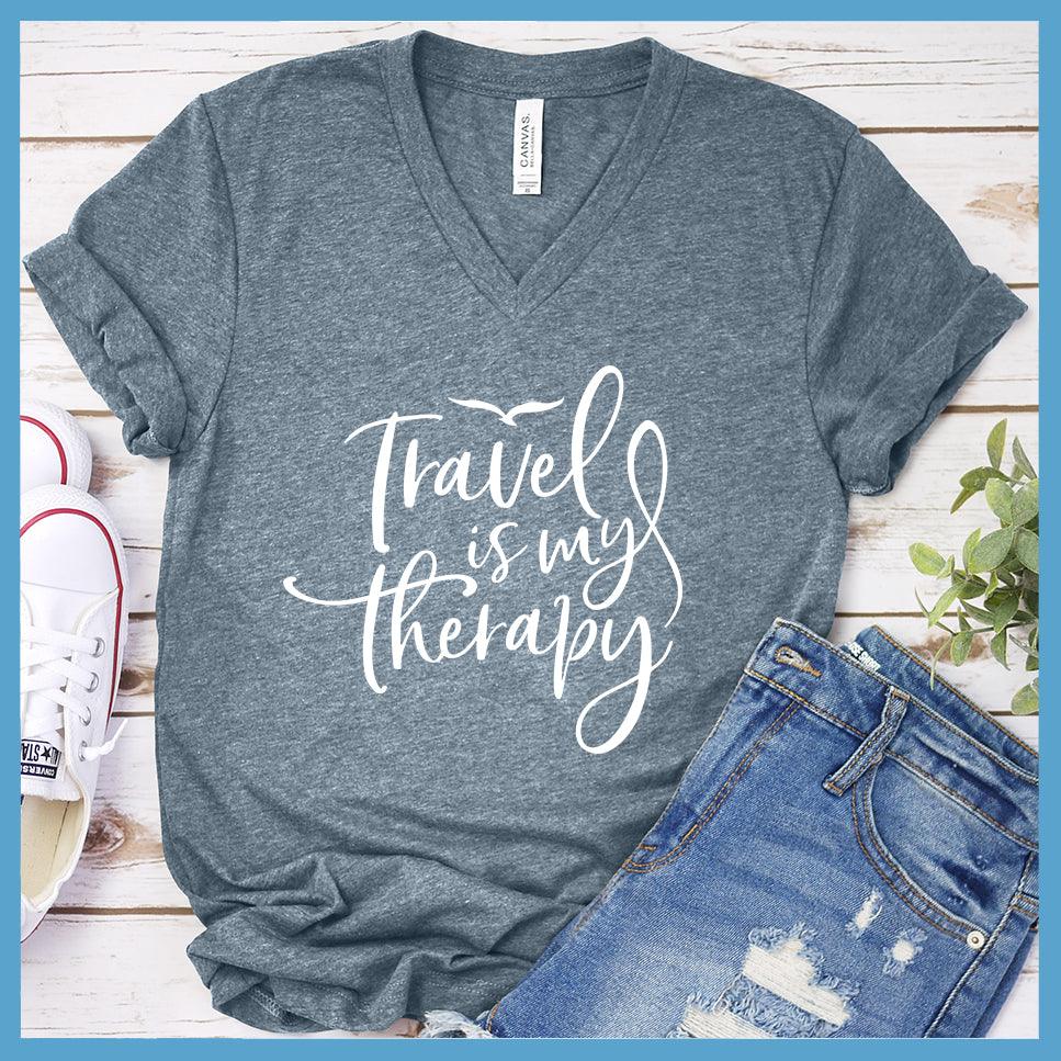 Travel Is My Therapy V-neck - Brooke & Belle