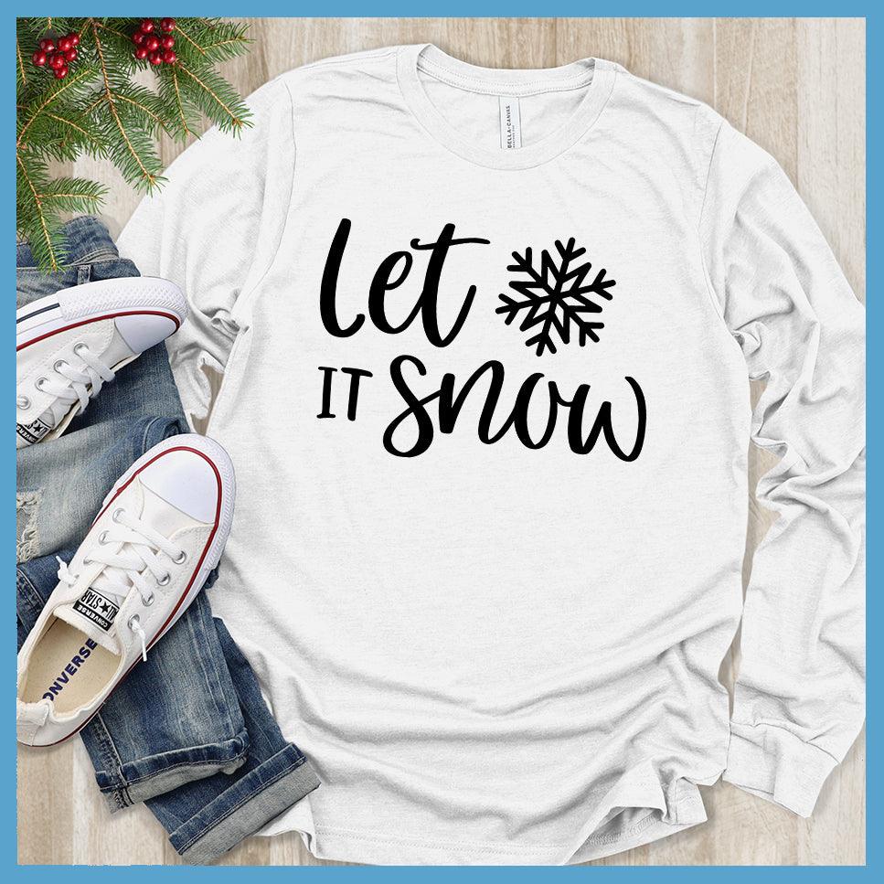 Let It Snow Long Sleeves White - Whimsical snowflake design on cozy long sleeve tee for winter wear